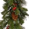 9' x 10" Pre-lit Crestwood® Spruce Artificial Christmas Garland with Silver Bristle, Cones, Red Berries and Glitter with 50 Battery Operated Soft White LED Lights